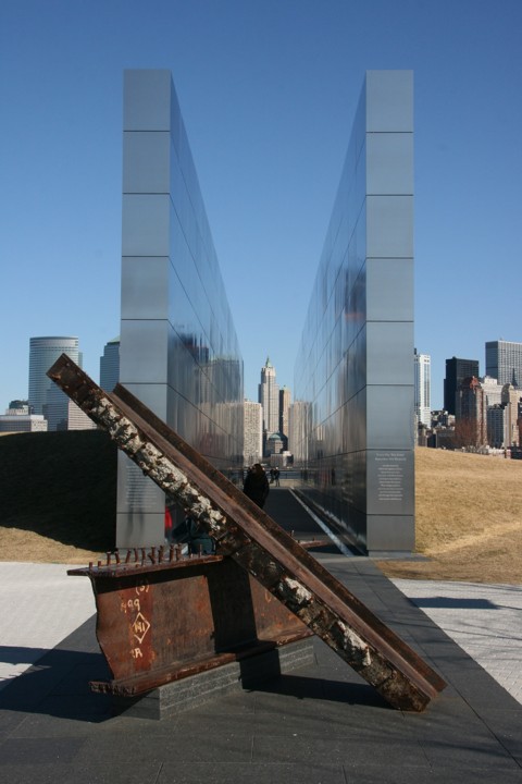 Empty Sky memorial and World Trade Center beams