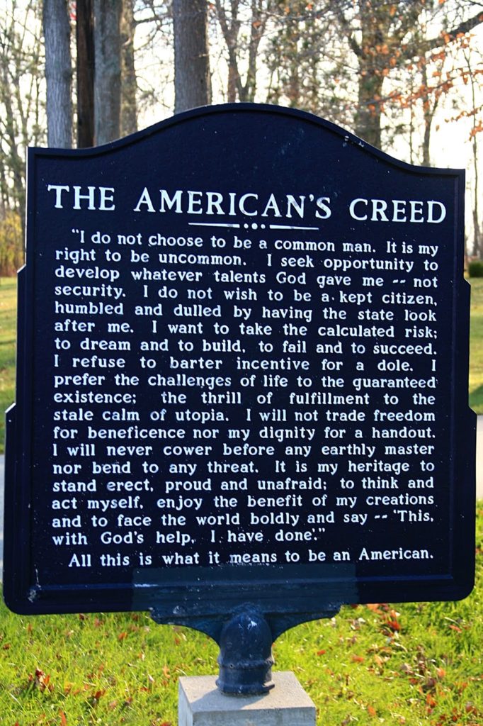 historic sign: The American's Creed
